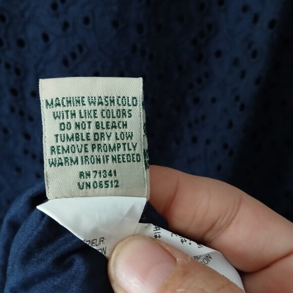 VTG L.L Bean Women's Sheath Dress Size 18 Blue Zipper Sleeveless 100% Cotton - Picture 9 of 16